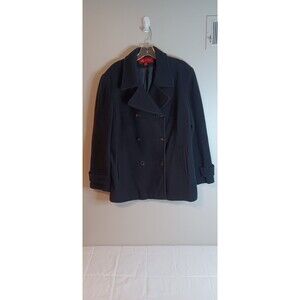 Vintage AK Anne Klein Wool Pea Coat Charcoal Color Sz XL Double Breasted Front.